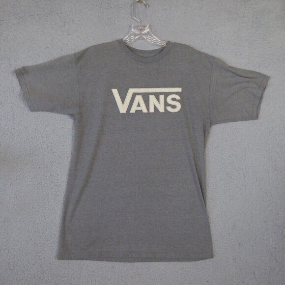 Vans Shirt Mens Medium Gray Spell Out Logo Skater Grunge Minimal Solid Tee - Picture 1 of 6